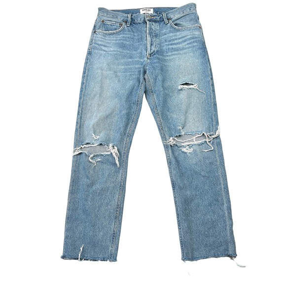Agolde Denim - AGOLDE | Distressed Ankle Jeans High Rise Light Wash Size 27